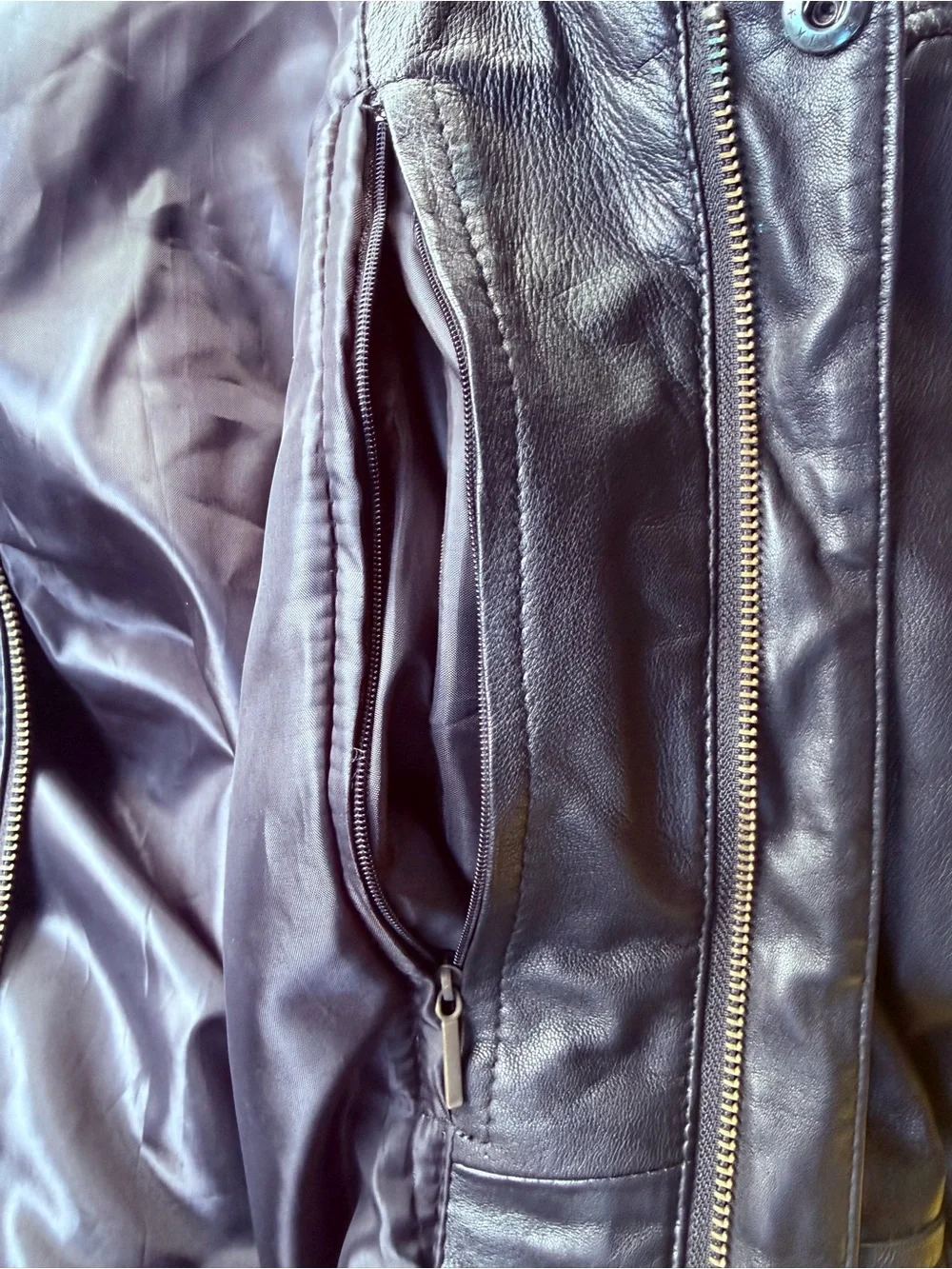 Black Leather Bomber Jacket with Life Member Patch